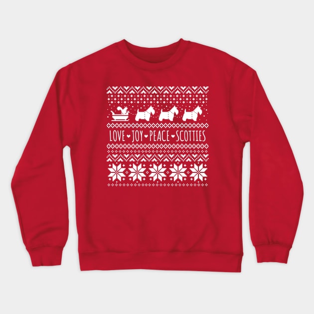 Scottish Terriers Christmas | Love Joy Peace Scotties Crewneck Sweatshirt by Coffee Squirrel